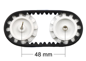 Sprocket spacing diagram for the Pololu 22T track set
